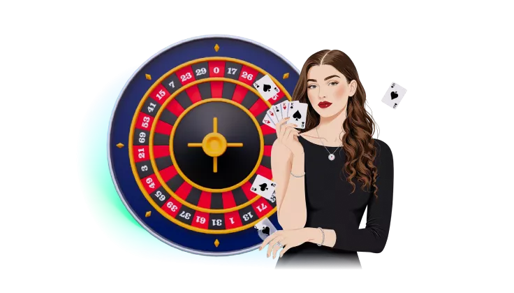 GemBet live casino hero image with roulette and dealer