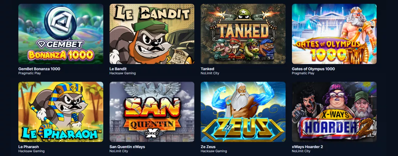 Popular slot games on GemBet including Bonanza and Zeus
